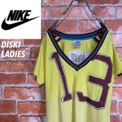 【美品】ナイキ DISKI ビンテージ加工 フットボール Tシャツ レディース