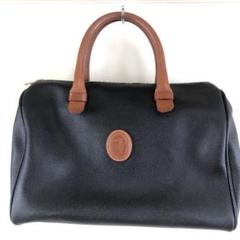 TRUSSARDIトラサルディ黒いレザー 丸形ミニボストンバッグハンドバッグ Trussardi - トラサルディ TRUSSARDI ミニボストンバッグ レザー