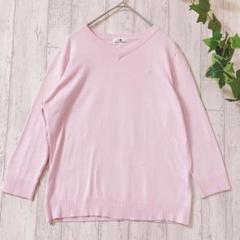 Courreges 長袖　ワンポイント ロゴ リブ ニット クレージュ　ピンクL
