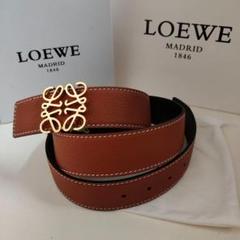 【超美品】LOEWE ブラウンレザーベルト Lロゴ金具付き ロゴレザーベルト ブラウン ヴィンテージ|ロエベ LOEWE - 【公式