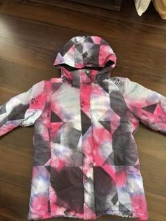 【美品】ROXY　スノボウェア　上下セット　総柄　花柄　ブラック　Ｓ ROXY ロキシー ウィンタースポーツ スノボー スキー ウェア 花柄
