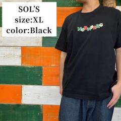 メンズ Tシャツ アメカジ 古着 ストリート 刺繍 XL 黒 SOL’S