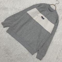 FILA 裏起毛トレーナー グレー×ホワイト S カジュアル