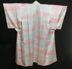 未使用　袷長襦袢　ピンク　菱形文様　半衿付き　美品　549-3