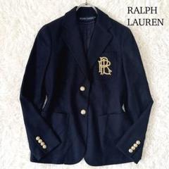 極美品✨L相当 ラルフローレン 紺ブレ アンゴラ カシミヤ 金