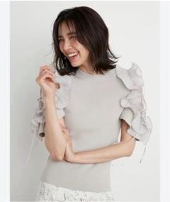 snidel フリル袖ニット フリルスリーブニットプルオーバー BK snidel フリル袖ニット フリルスリーブニットプルオーバー BK
