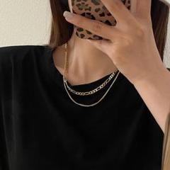 レディース　ゴールド　アクセサリー　ネックレス　ダブルチェーン　トレンド　高級感