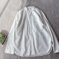 美品(L)ユニクロ/長袖シャツ/コットン100%/綿/ノーカラー/UNIQLO