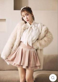 訳あり♡新品♡ミストレアス♡ベルベットティアードミニキュロット♡ピンクページュ