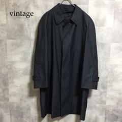 vintage ネイビー 無地 ロングステンカラーコート ライナー付き