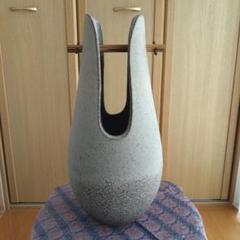 花瓶　花器　グレー陶器　華道　生け花