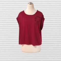 フリーズマート　フレンチスリーブ　ロールアップ　小豆色　Tシャツ　ゆったり　夏