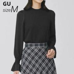 GU ジーユー　サテンスリーブセーター　ブラック　黒　ニット　Mのサムネイル