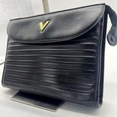 MARIO VALENTINO クラッチバッグ レザー 黒 総柄 エンボスロゴ