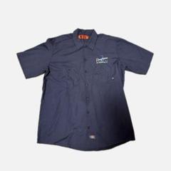 Dickiesネイビー 半袖ワークシャツ XL