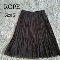 【美品】ROPE 黒ドット柄 ひざ丈ギャザースカート S　未使用品