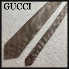 【高級】GUCCI グッチ ネクタイ ビジネス 総柄 ゴールド シルク GG