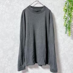 【無印良品】ハイネック長袖Tシャツ L チャコールグレー 綿100% カットソー