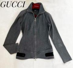 GUCCI グッチ　ジップアップ　グレー　ブルゾン　レディース　M コットン GUCCI グッチジップアップグレーブルゾンレディースM コットン