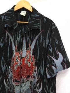 古着 ファイヤーパターン スカル トライバル 総柄シャツ