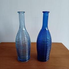 ガラスボトル 　クリア 　ブルー　２本セット　蓋なし　一輪挿し　美品