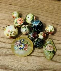 ビーズ 手芸 プリント バラ アンティーク 薔薇 プラスチック アクリル