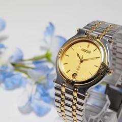 美品 グッチ GUCCI デイト ゴールド・シルバーコンビ 腕時計 F396