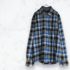【ADAMSON】カジュアルシャツ 青系 メンズ M チェック柄 長袖