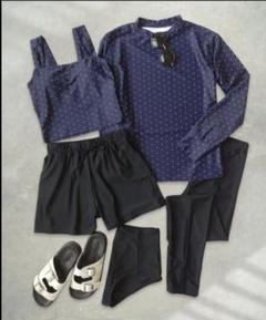 オシャレボ ネイビー ドット柄 水着・ラッシュガードセット Lサイズ オシャレボ ネイビー ドット柄 水着・ラッシュガードセット L