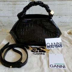 ガニー◆GANNI◆ブラック クロコ パテント Bou カードホルダー GANNI】ロゴ入り BOU CARD HOLDER カードホルダー/ 各色 (Ganni