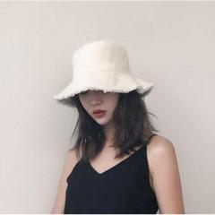年中素材☆フリンジハット 帽子 韓国 紫外線対策 バケットハット 白バケハ