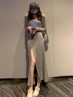 ロング丈ワンピース✾春夏デートにぴったりシンプルお出かけ着