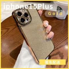 iphone15Plus用ケースカバー新品金クリアキラキラ韓国話題