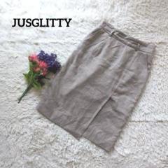 JUSGLITTY【タイト】【膝丈】【フロントスリット】グレージュスカートL