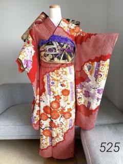 【和】15761o 振袖　長襦袢　袋帯　3点セット　花弁散らしに桜と組紐文　着物 和】15761o 振袖 長襦袢 袋帯 3点セット 花弁散らしに桜と組紐文