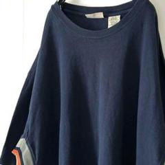 フェイテッドグローリー ライン Tシャツ XL ネイビー 紺色 古着