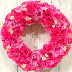 フラワーリース ☆*:.。. お花たっぷりピンクローズ☆*:.。.♫