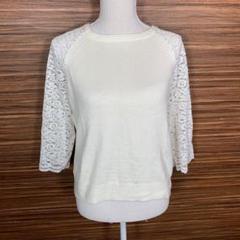 GU ジーユー ニット Tシャツ Lサイズ 白 ホワイト 長袖 レーヨン