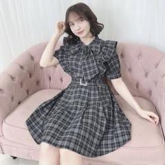 evelyn パールバックルチェックOP evelyn - evelyn パールバックルチェックワンピース 松本かれん