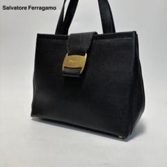 q14【美品】サルヴァトーレフェラガモ リザード ヴァラ金具 ブラック ハンド
