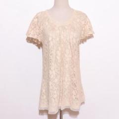 ★美品★ LOUNIE トップス チュニック ミニワンピース ベージュ レースM