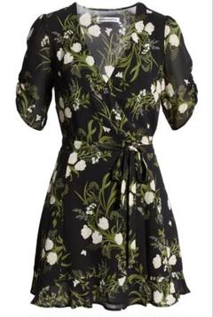 reformation lee dress グリーン パフスリーブ ミディドレス