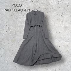 【美品】ポロラルフローレン ウールシャツロングワンピース 千鳥格子柄 2.M