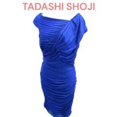 特価商品  タダシショウジ ブルー ノースリーブドレスドレープワンピース青 ワンピース