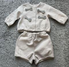 petit mainリボンカットセットアップ薄ベージュ80