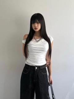 TRIFLE アシメレースレイヤードTシャツ　新品未使用　ホワイト