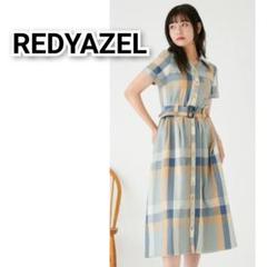 REDYAZEL ベルト付き レトロチェック ロング シャツ ワンピース
