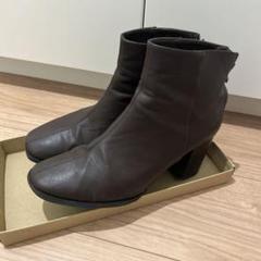 【美品】ブラウンレザーショートブーツ 高ヒール　サイズ:L
