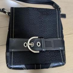 COACH　黒のキャンバスとレザーのショルダーバッグ
