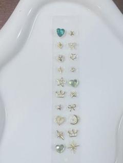 グリーンハートゴールド耳ツボジュエリー20粒1100円